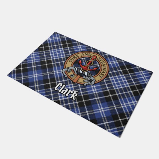 Clan Clark Crest over Tartan Deurmat (Schuin)