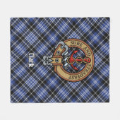 Clan Clark Crest over Tartan Fleece Deken (Voorkant (Horizontaal))