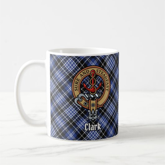 Clan Clark Crest over Tartan Koffiemok (Links)