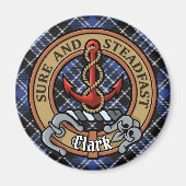 Clan Clark Crest over Tartan Magneet (Voorkant)