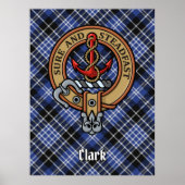 Clan Clark Crest over Tartan Poster (Voorkant)