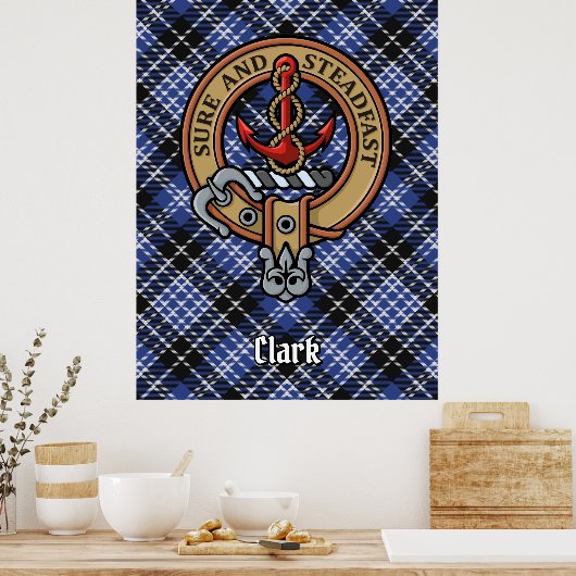 Clan Clark Crest over Tartan Poster (Keuken)