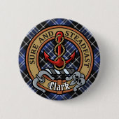 Clan Clark Crest over Tartan Ronde Button 5,7 Cm (Voorkant)