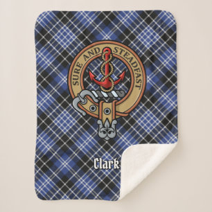 Clan Clark Crest over Tartan Sherpa Deken