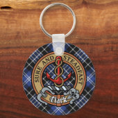 Clan Clark Crest over Tartan Sleutelhanger (Voorkant)