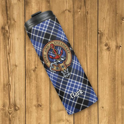 Clan Clark Crest over Tartan Thermosbeker
