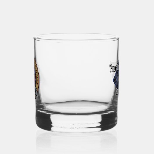 Clan Clark Crest over Tartan Whisky Glas (Links)