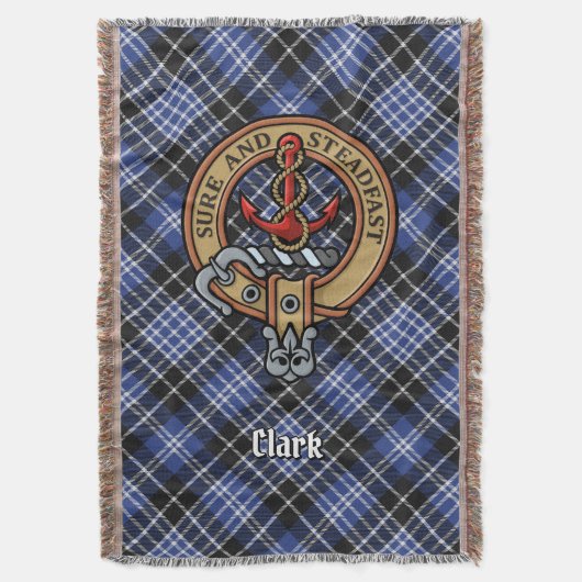 Clan Clark Wapen over Tartan Deken (Voorkant Verticaal)