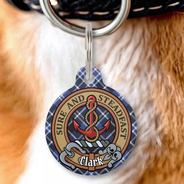 Clan Clark Wapen over Tartan Huisdierpenning (Creator heeft geüpload)