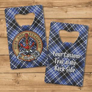 Clan Clark Wapenschild over tartan Creditkaart Flessenopener