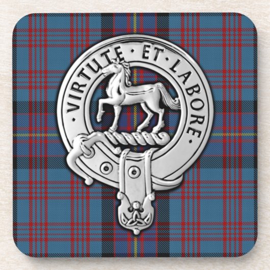 Clan Cochrane Crest & Azure Tartan Bier Onderzetter (Voorkant)