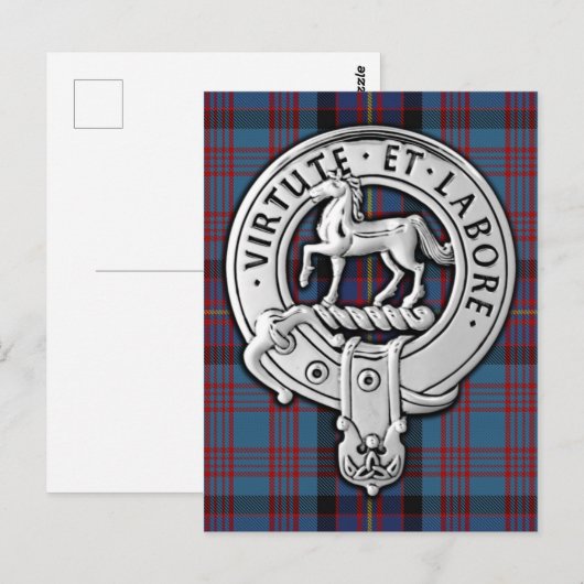 Clan Cochrane Crest & Azure Tartan Briefkaart (Voorkant / Achterkant)