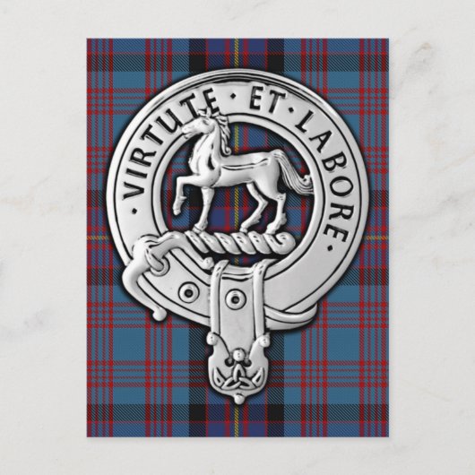 Clan Cochrane Crest & Azure Tartan Briefkaart (Voorkant)