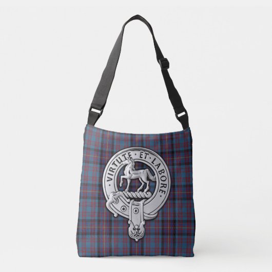 Clan Cochrane Crest & Azure Tartan Crossbody Tas (Voorkant)