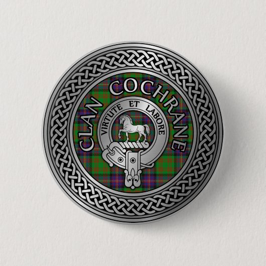 Clan Cochrane Crest & Tartan Knot Ronde Button 5,7 Cm (Voorkant)