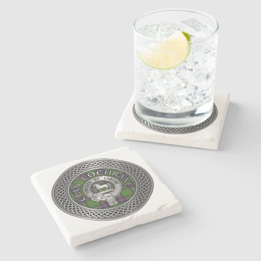 Clan Cochrane Crest & Tartan Knot Stenen Onderzetter (Zijkant)