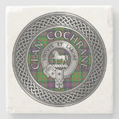 Clan Cochrane Crest & Tartan Knot Stenen Onderzetter (Voorkant)