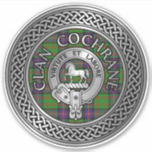 Clan Cochrane Crest & Tartan Knot Sticker (Voorkant)