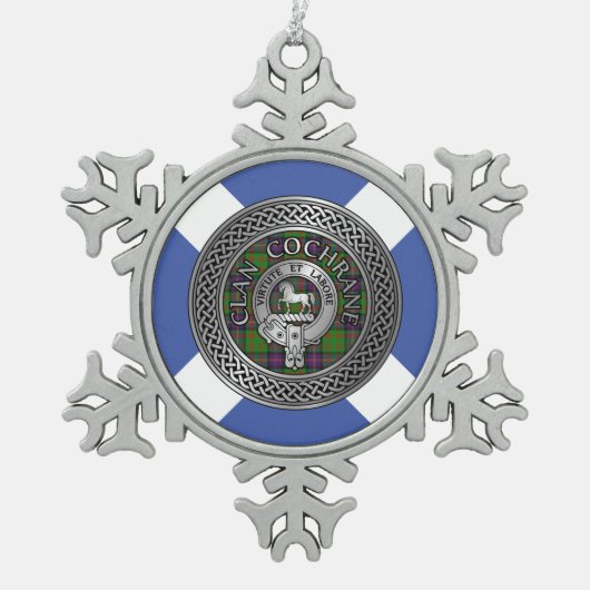 Clan Cochrane Crest & Tartan Knot Tin Sneeuwvlok Ornament (Voorkant)