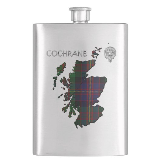 Clan Cochrane Crest & Tartan Map Flacon (Voorkant)