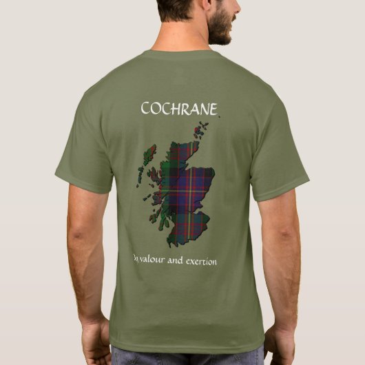 Clan Cochrane Crest & Tartan Map T-shirt (Achterkant)
