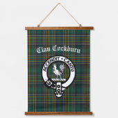Clan Cockburn Crest Badge en Tartan Hangend Wandkleed (Voorkant)