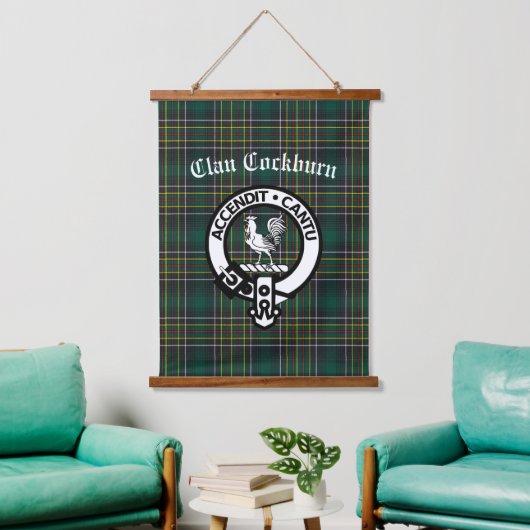Clan Cockburn Crest Badge en Tartan Hangend Wandkleed (Woonkamer)