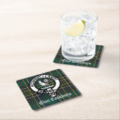 Clan Cockburn Crest Badge en Tartan Kartonnen Onderzetters (Insitu)