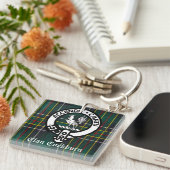 Clan Cockburn Crest Badge en Tartan Sleutelhanger (Voorkant Rechts)