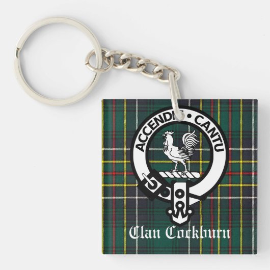 Clan Cockburn Crest Badge en Tartan Sleutelhanger (voorkant)