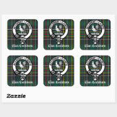 Clan Cockburn Crest Badge en Tartan Vierkante Sticker (Vel)
