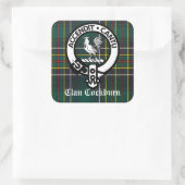 Clan Cockburn Crest Badge en Tartan Vierkante Sticker (Tas)