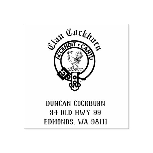 Clan Cockburn Crest Badge  Rubberstempel (Afrduk)