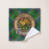 Clan Cockburn Crest over Tartan Bad Handdoek (Wasdoekje)