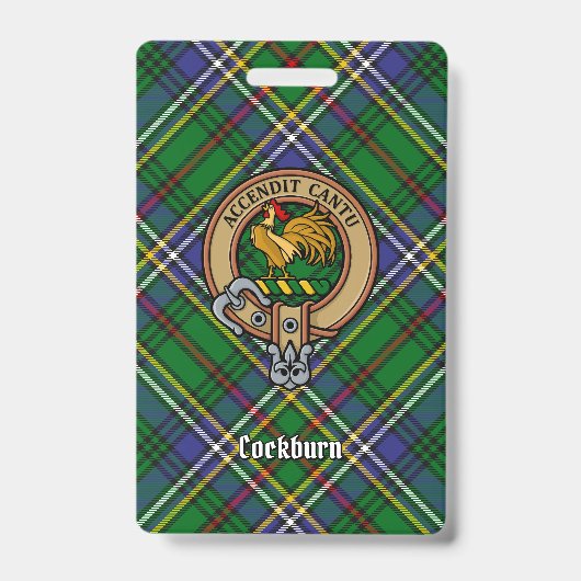 Clan Cockburn Crest over tartan Badge (Voorzijde)