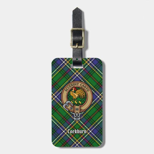 Clan Cockburn Crest over Tartan Bagagelabel (Voorkant verticaal)