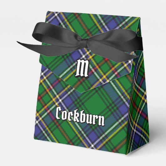 Clan Cockburn Crest over Tartan Bedankdoosjes (Voorkant Zijde)