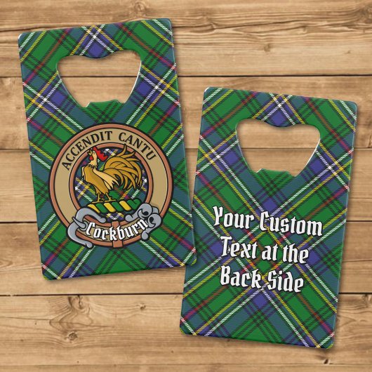 Clan Cockburn Crest over Tartan Creditkaart Flessenopener