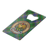Clan Cockburn Crest over Tartan Creditkaart Flessenopener (Voorkant Gekanteld)
