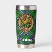 Clan Cockburn Crest over Tartan Geïsoleerde Drinkbeker (Voorkant)