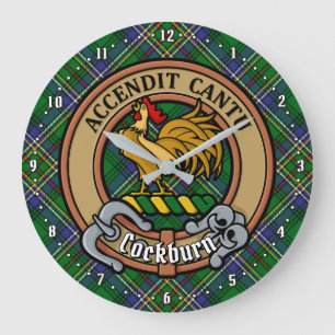 Clan Cockburn Crest over Tartan Grote Klok