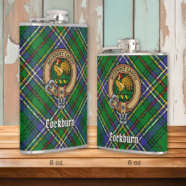 Clan Cockburn Crest over Tartan Heupfles