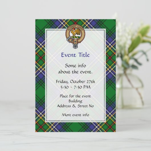 Clan Cockburn Crest over Tartan Kaart (Staand voorkant)