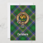 Clan Cockburn Crest over Tartan Kaart (Achterkant)