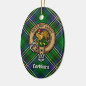 Clan Cockburn Crest over Tartan Keramisch Ornament (Links)