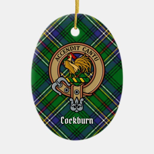 Clan Cockburn Crest over Tartan Keramisch Ornament (Voorkant)