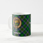 Clan Cockburn Crest over Tartan Koffiemok (Voorkant links)