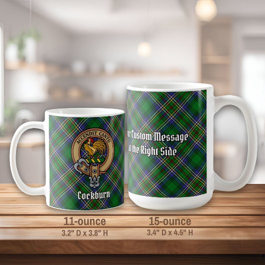 Clan Cockburn Crest over Tartan Koffiemok