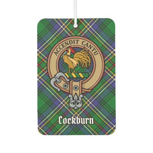 Clan Cockburn Crest over Tartan Luchtverfrisser (Voorkant)