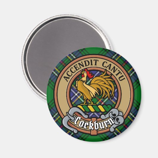 Clan Cockburn Crest over Tartan Magneet (Voorkant / Achterkant)